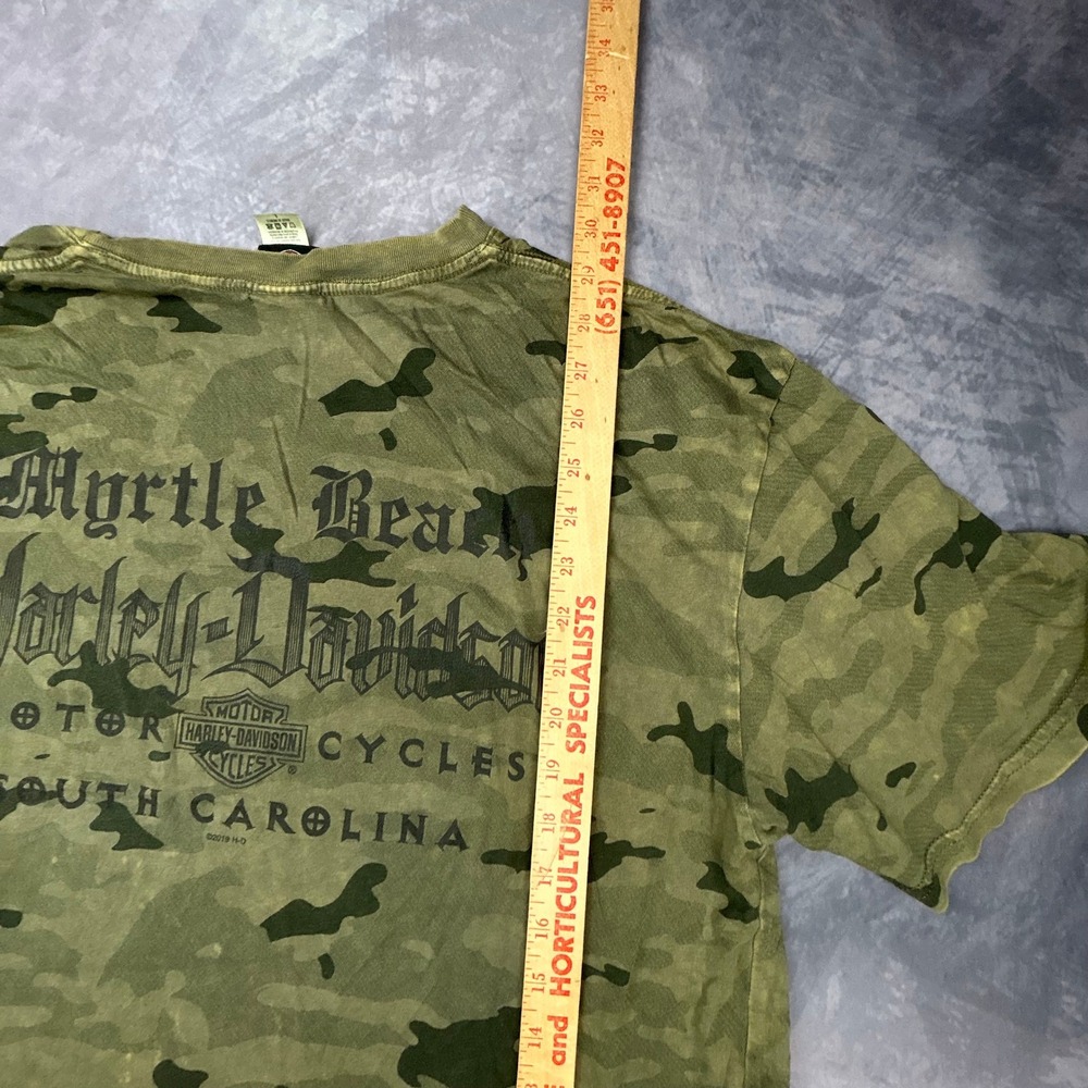 Harley Davidson Myrtle Beach Camo T-Shirt Mens L Green Camouflage Y2K Biker Tee - Picture 7 of 8